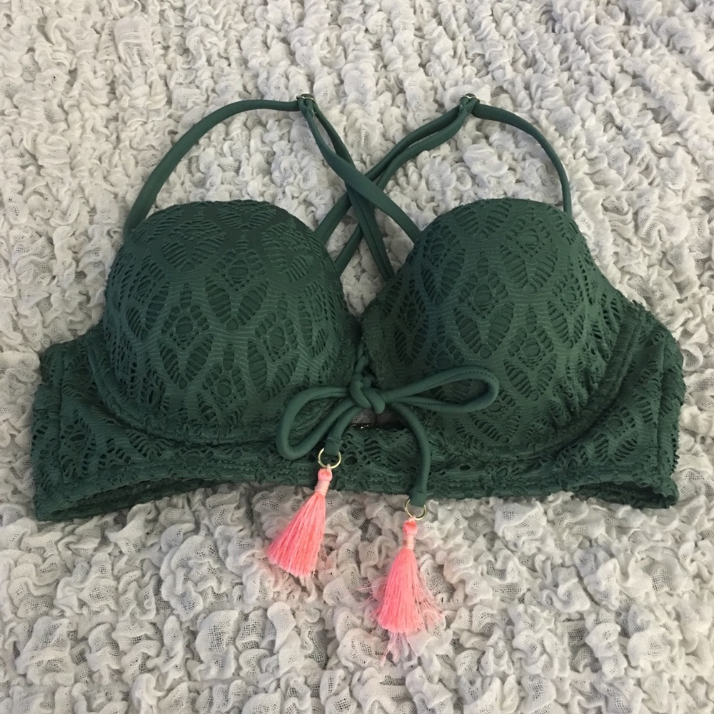 Green Underwire Bandeau Swim Top, size Small